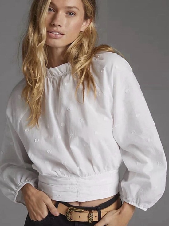 Maeve Tops - Maeve- Anthropologie- Classic White Peplum Blouse - Women's Top